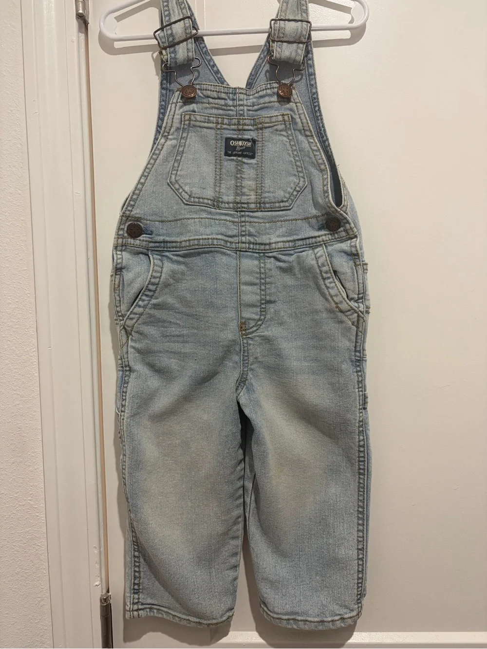 OshKosh B'gosh Light Wash Denim Overalls in Pale Blue